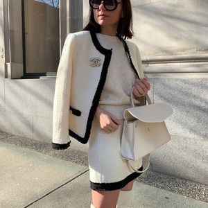 White and black wool blend jacket